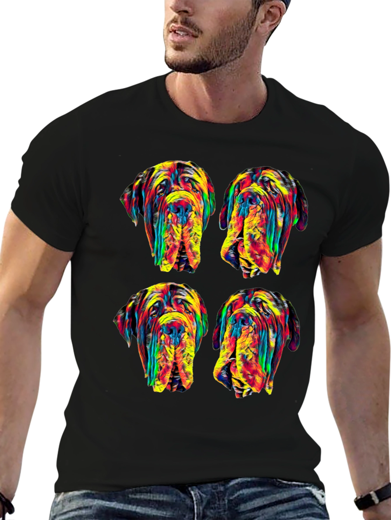 Dog Art Graphic Tee - Unique Colorful Design