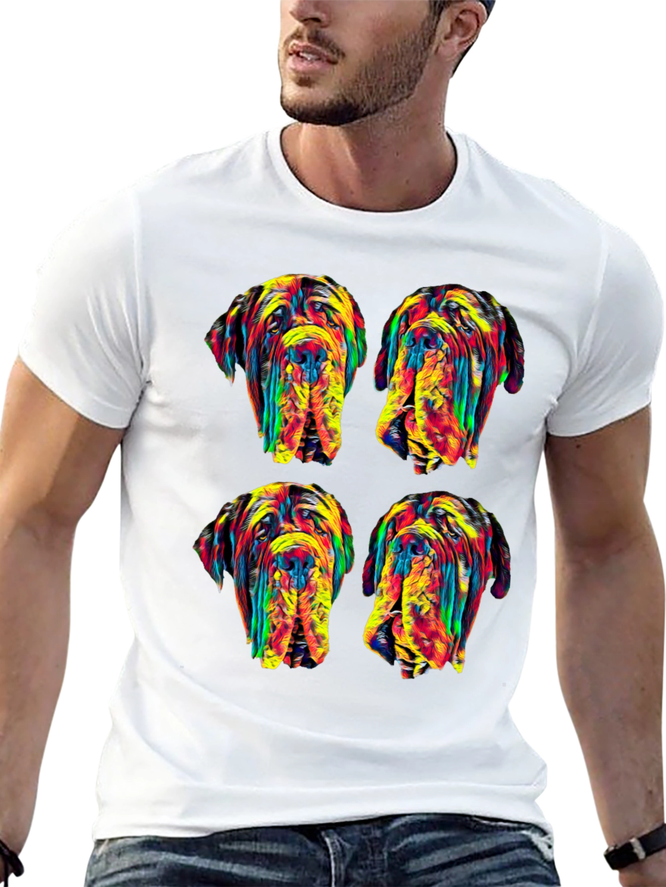 Dog Art Graphic Tee - Unique Colorful Design