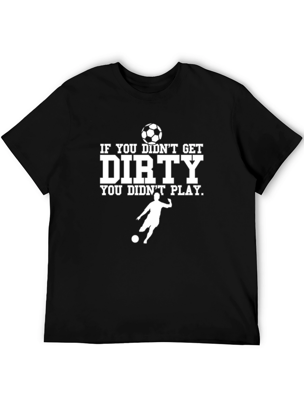 Dirty Soccer Player Black Graphic T-Shirt