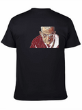 Illustrated Old Man Portrait Black T-Shirt