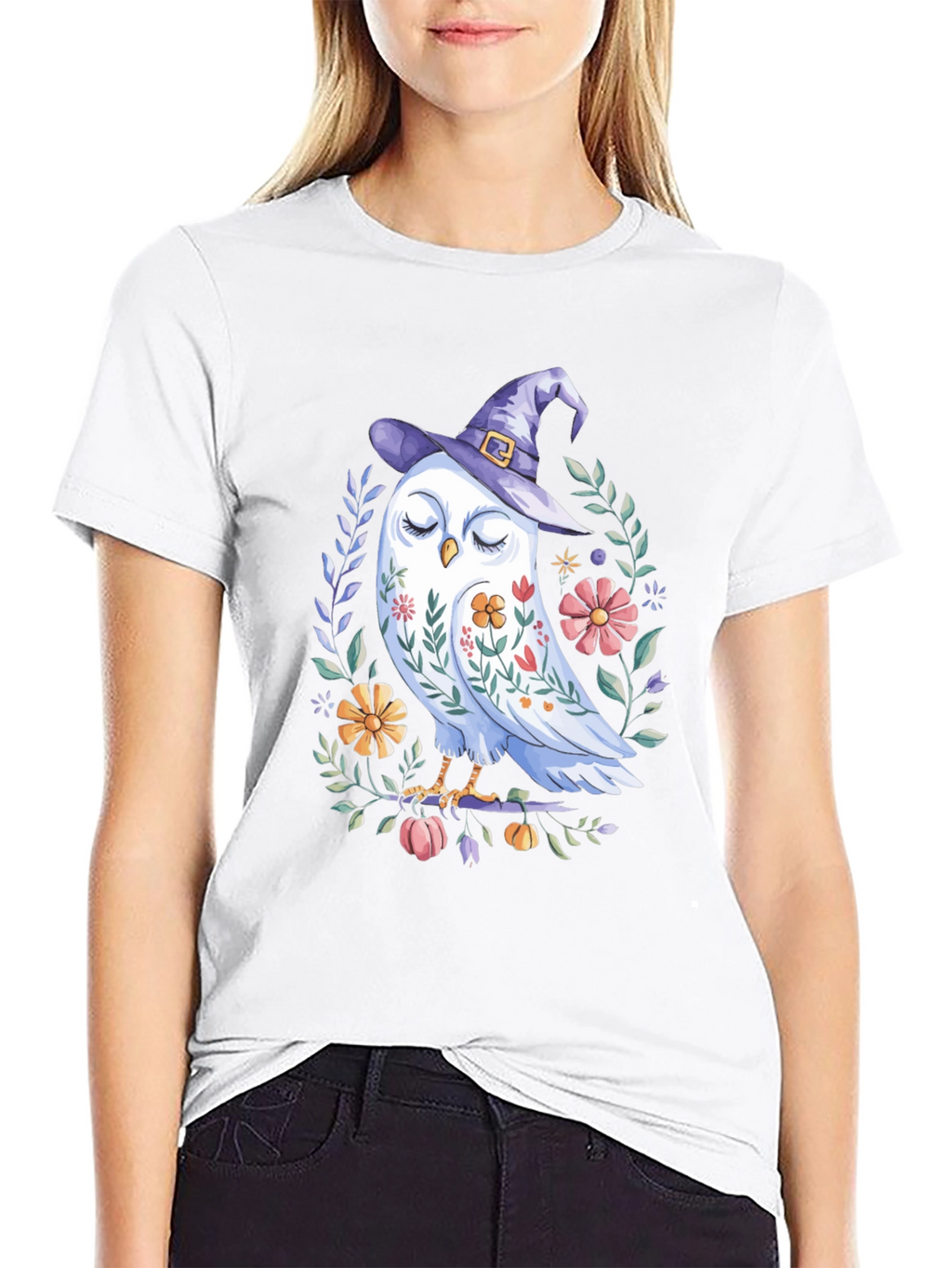 Whimsical Owl Witch T-Shirt - Halloween Tee