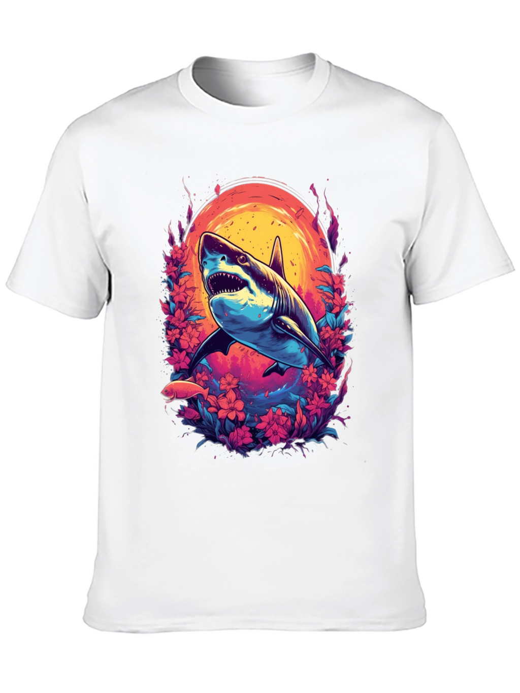 Shark Floral Graphic Tee - Black