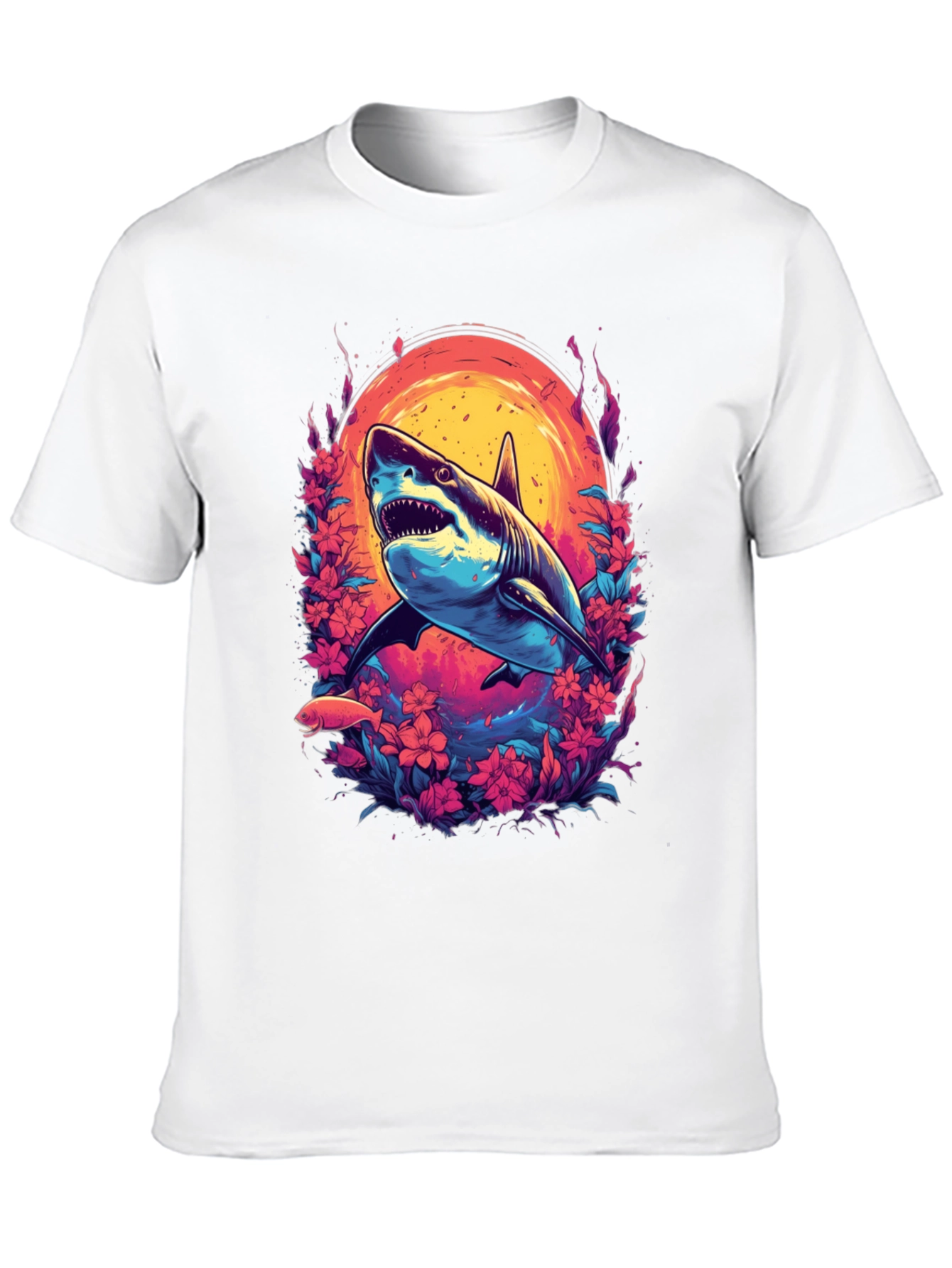 Shark Floral Graphic Tee - Black