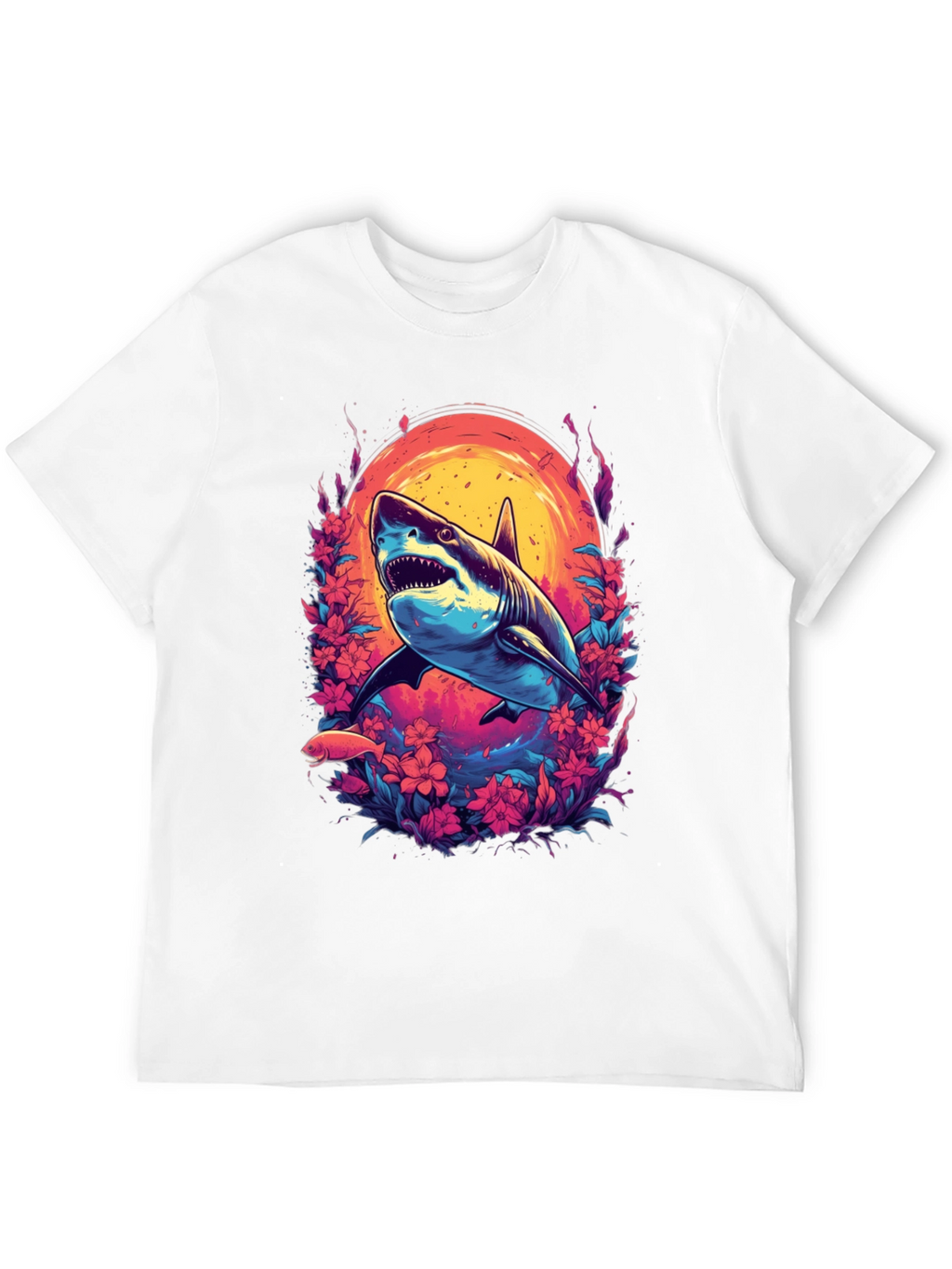 Shark Floral Graphic Tee - Black
