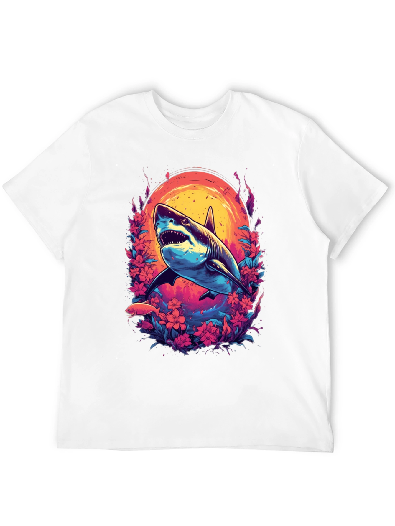 Shark Floral Graphic Tee - Black