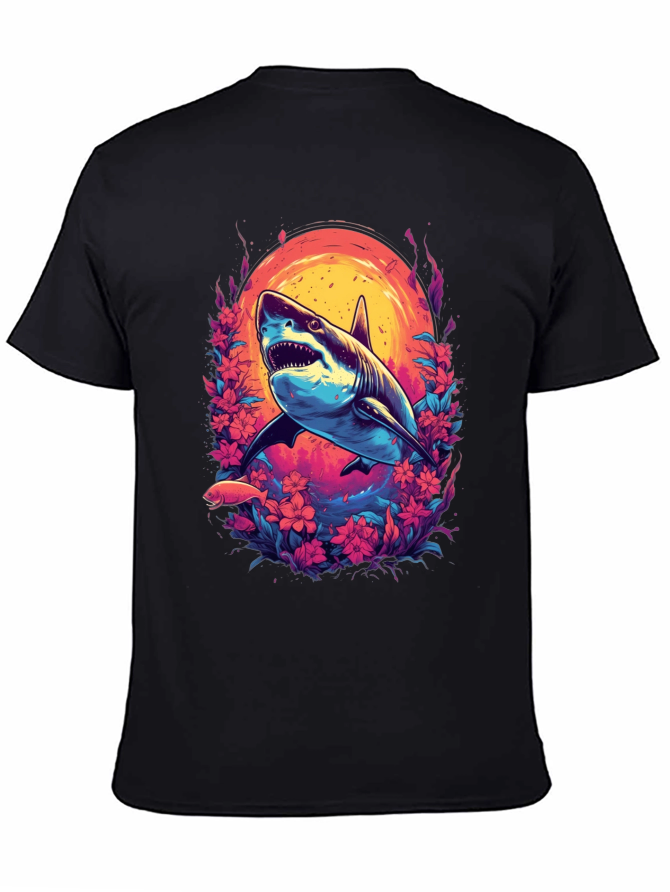 Shark Floral Graphic Tee - Black