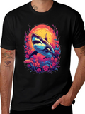 Shark Floral Graphic Tee - Black