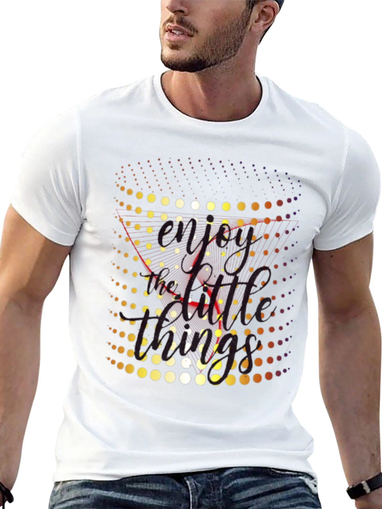 Retro Dot Matrix Graphic Tee - Black Crewneck T-Shirt