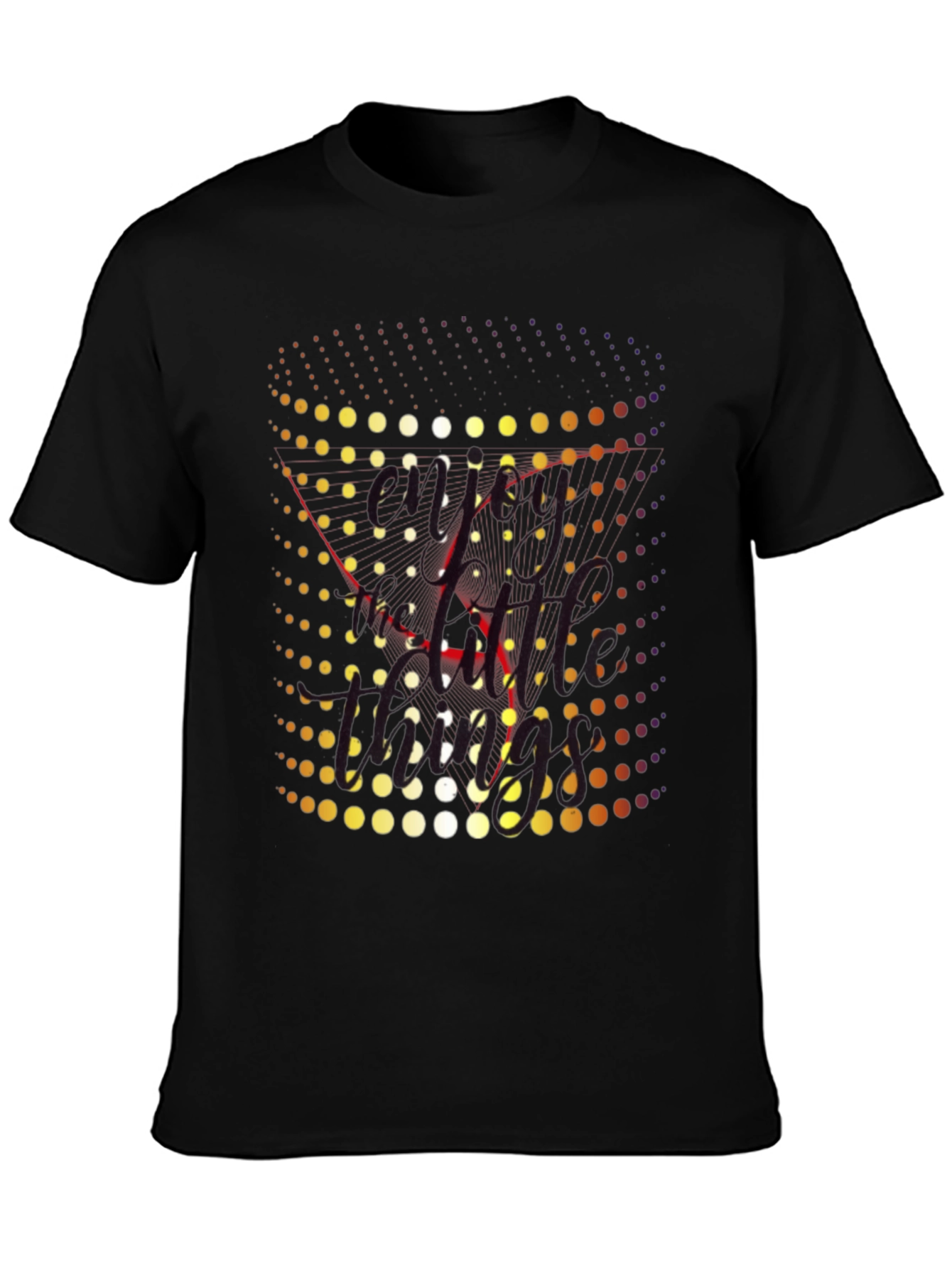 Retro Dot Matrix Graphic Tee - Black Crewneck T-Shirt