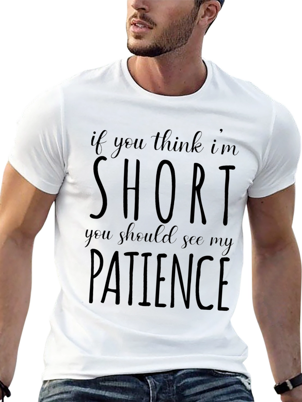 Funny Short Patience Mens Black T-Shirt