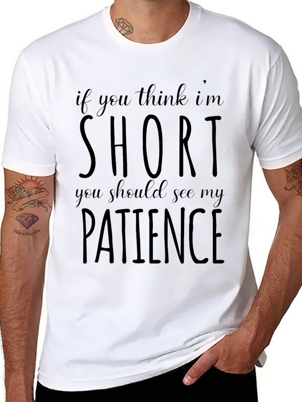 Funny Short Patience Mens Black T-Shirt