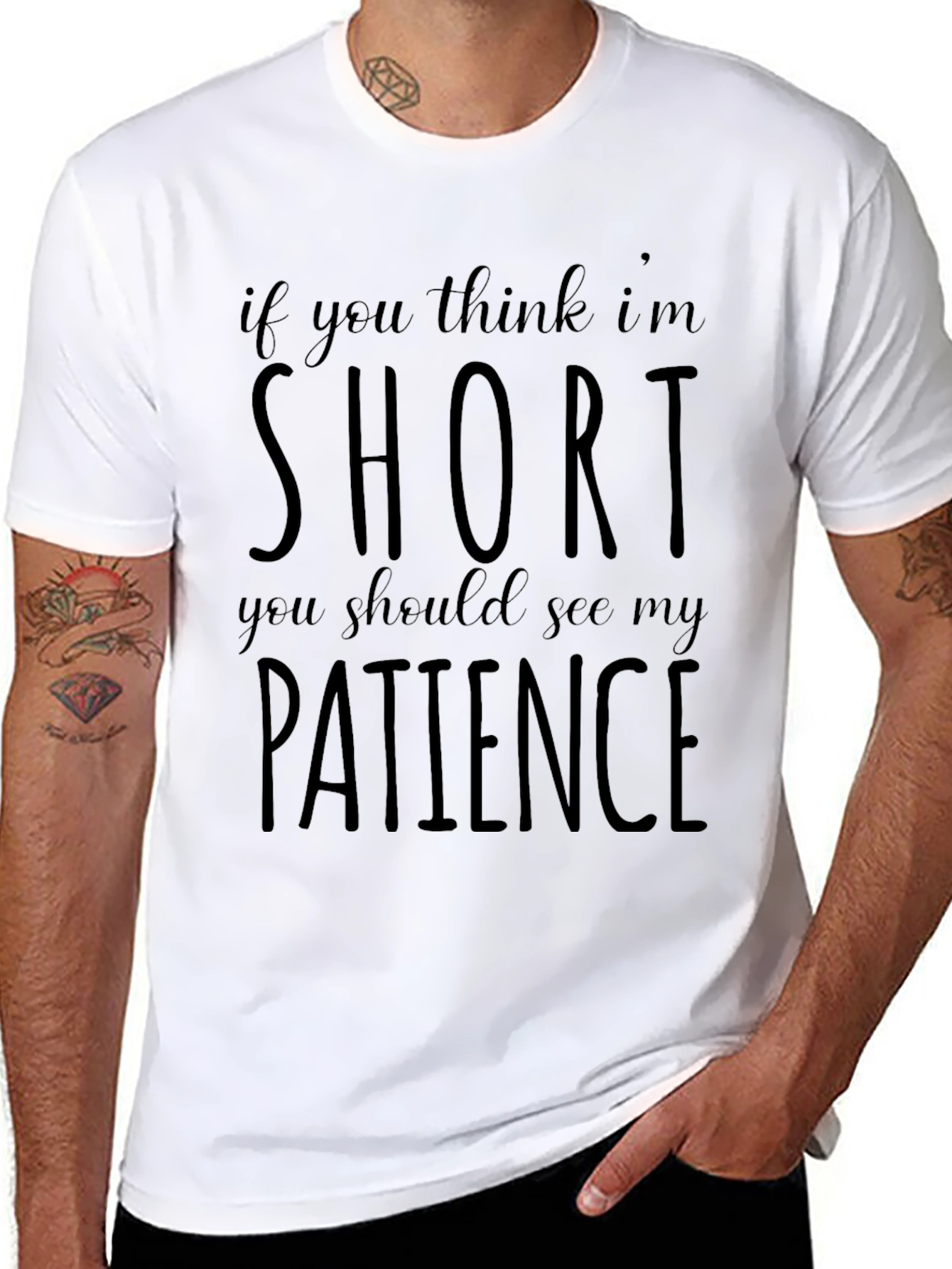 Funny Short Patience Mens Black T-Shirt