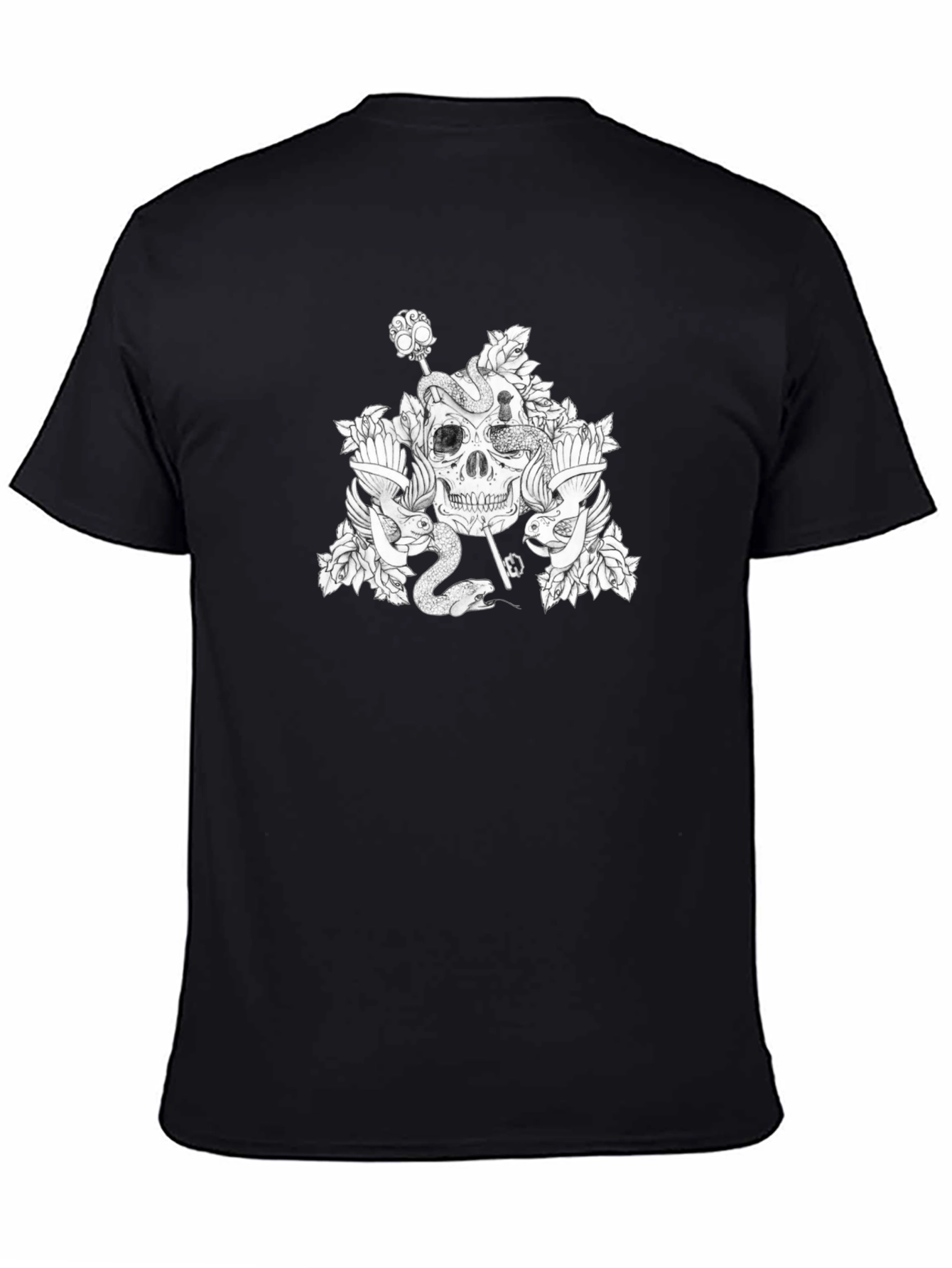 Skull & Snake Graphic Tee - Mens Black T-Shirt