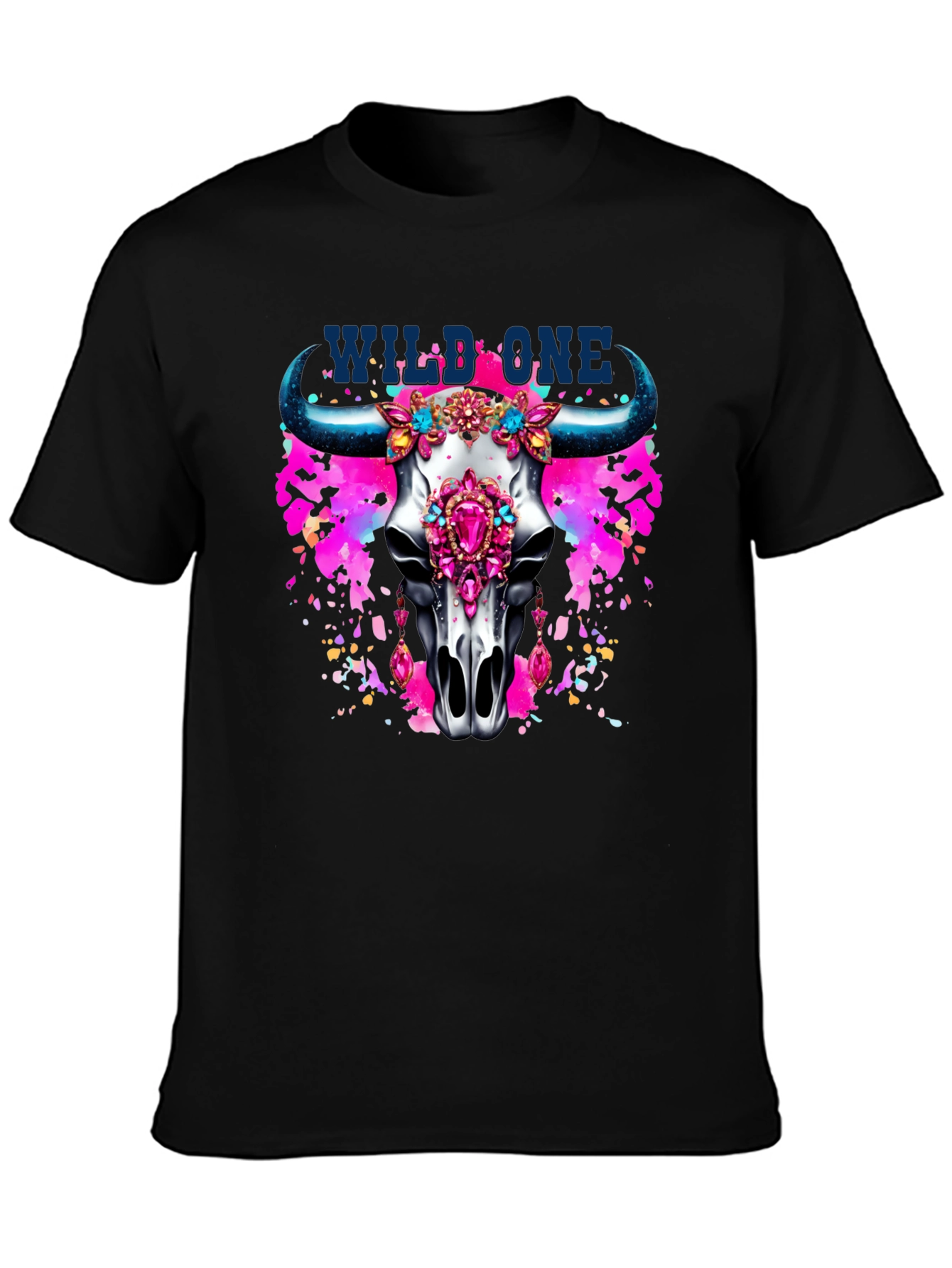 Wild One Bull Skull Graphic T-Shirt