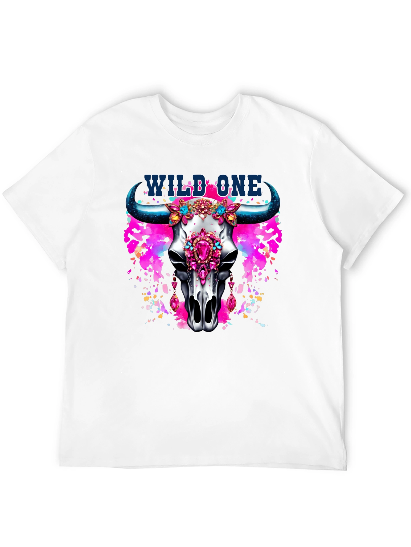 Wild One Bull Skull Graphic T-Shirt