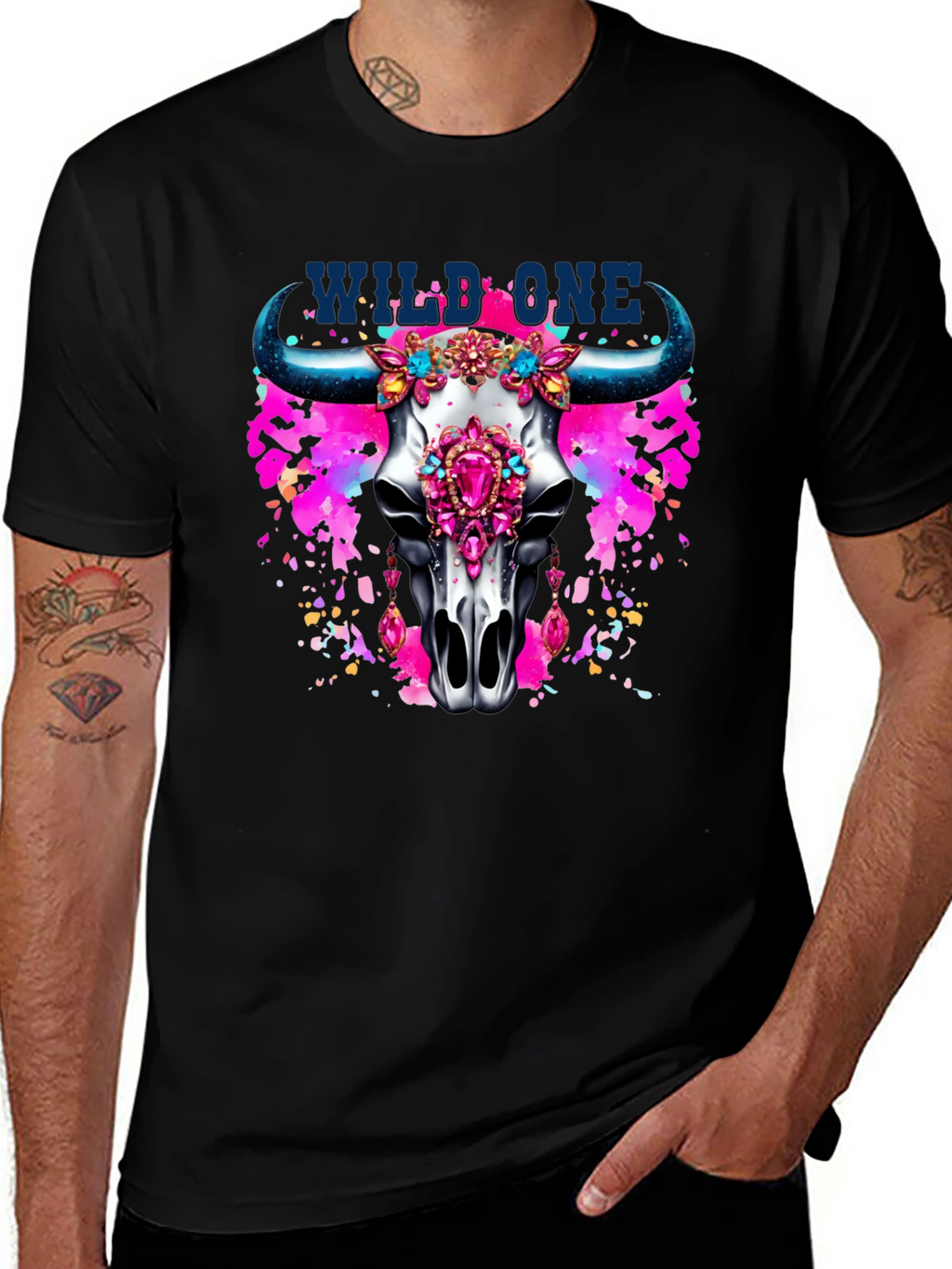 Wild One Bull Skull Graphic T-Shirt