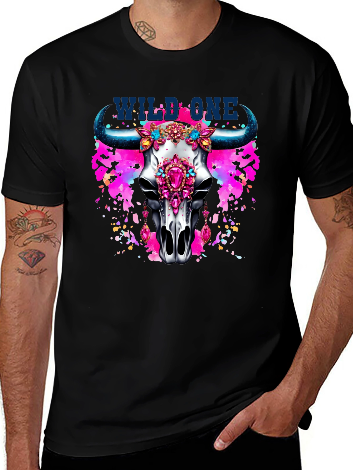 Wild One Bull Skull Graphic T-Shirt