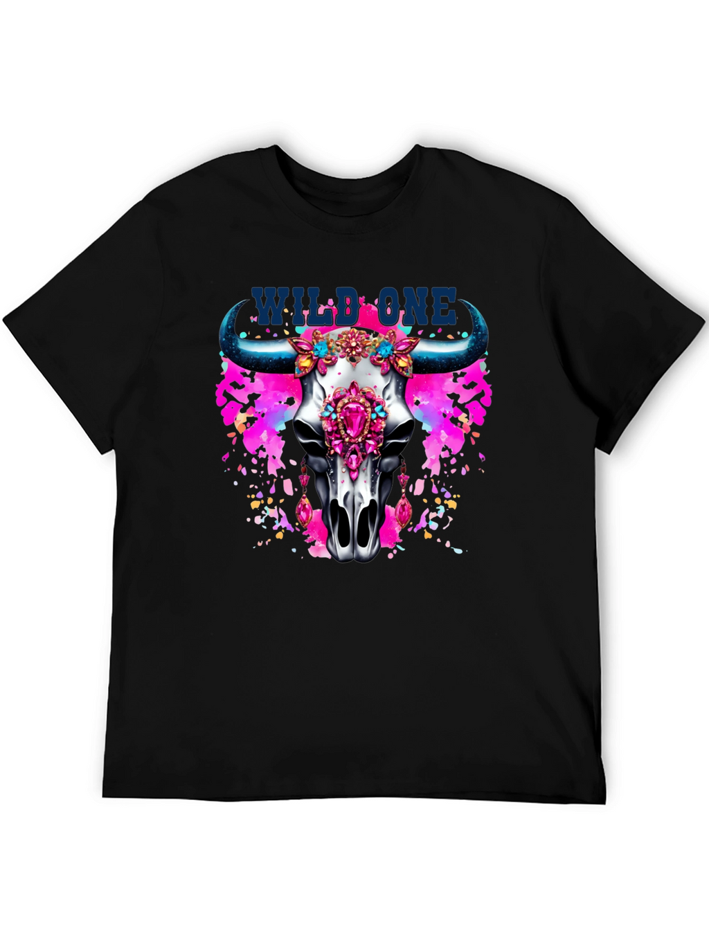 Wild One Bull Skull Graphic T-Shirt