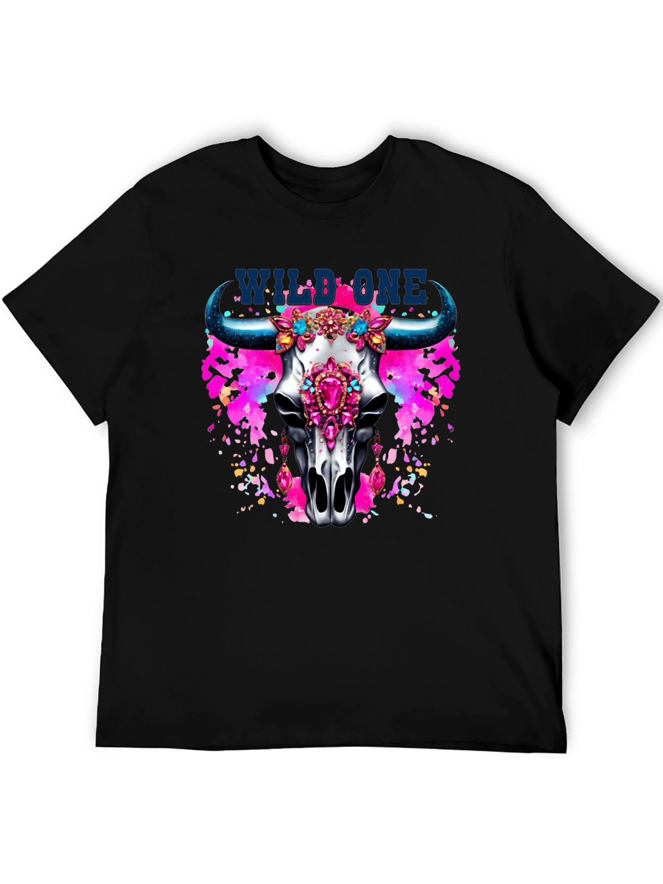 Wild One Bull Skull Graphic T-Shirt