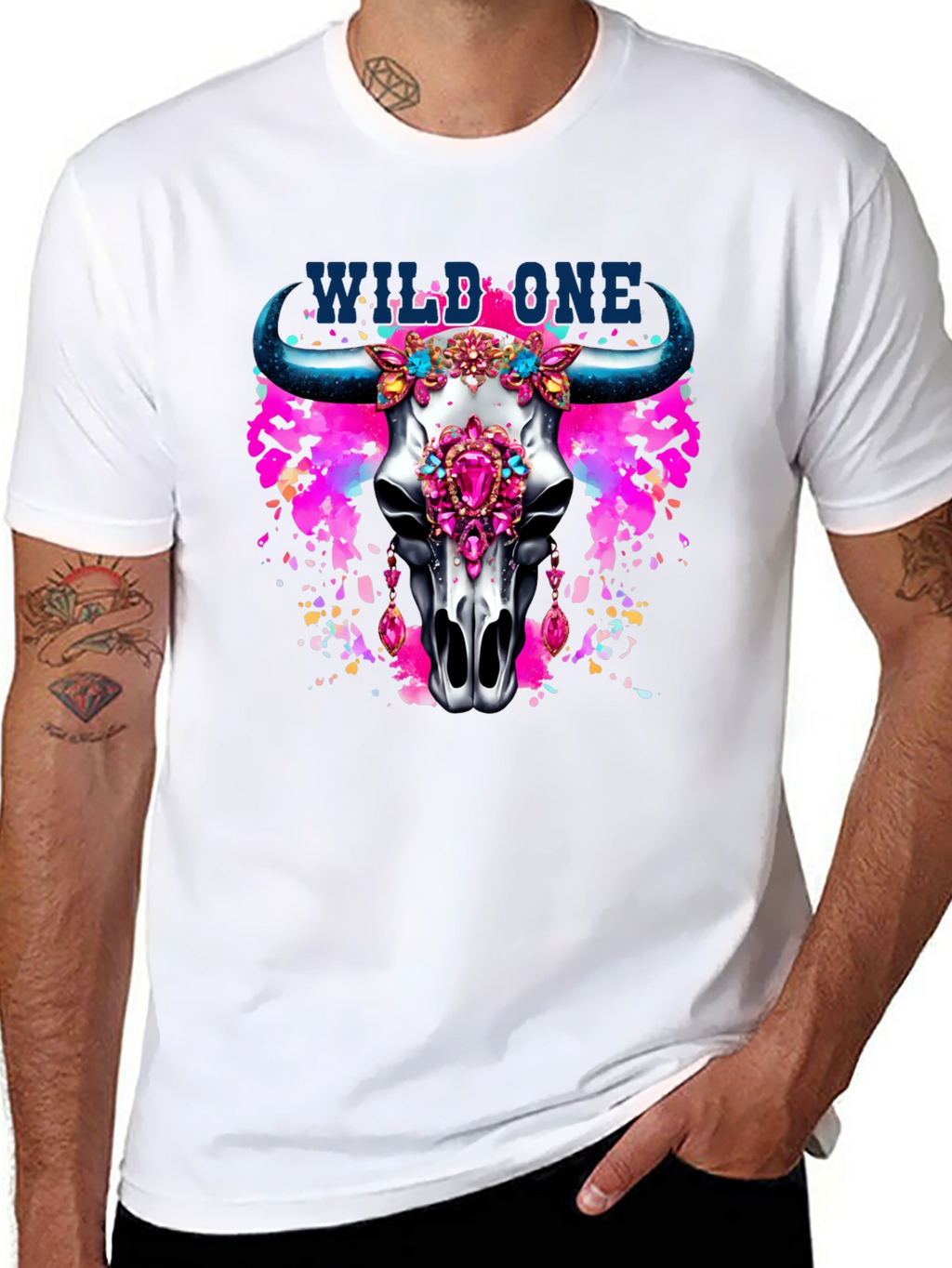 Wild One Bull Skull Graphic T-Shirt
