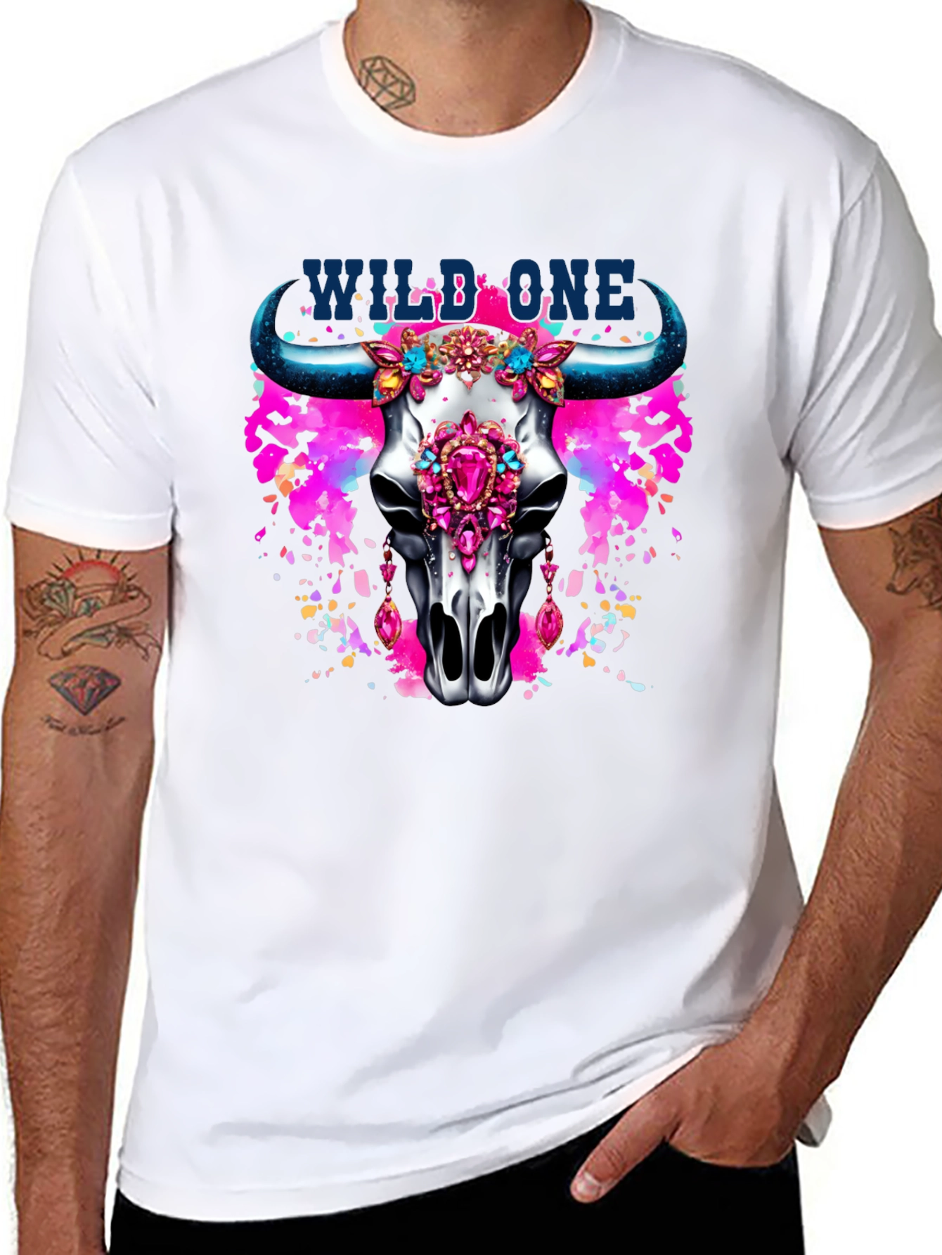 Wild One Bull Skull Graphic T-Shirt