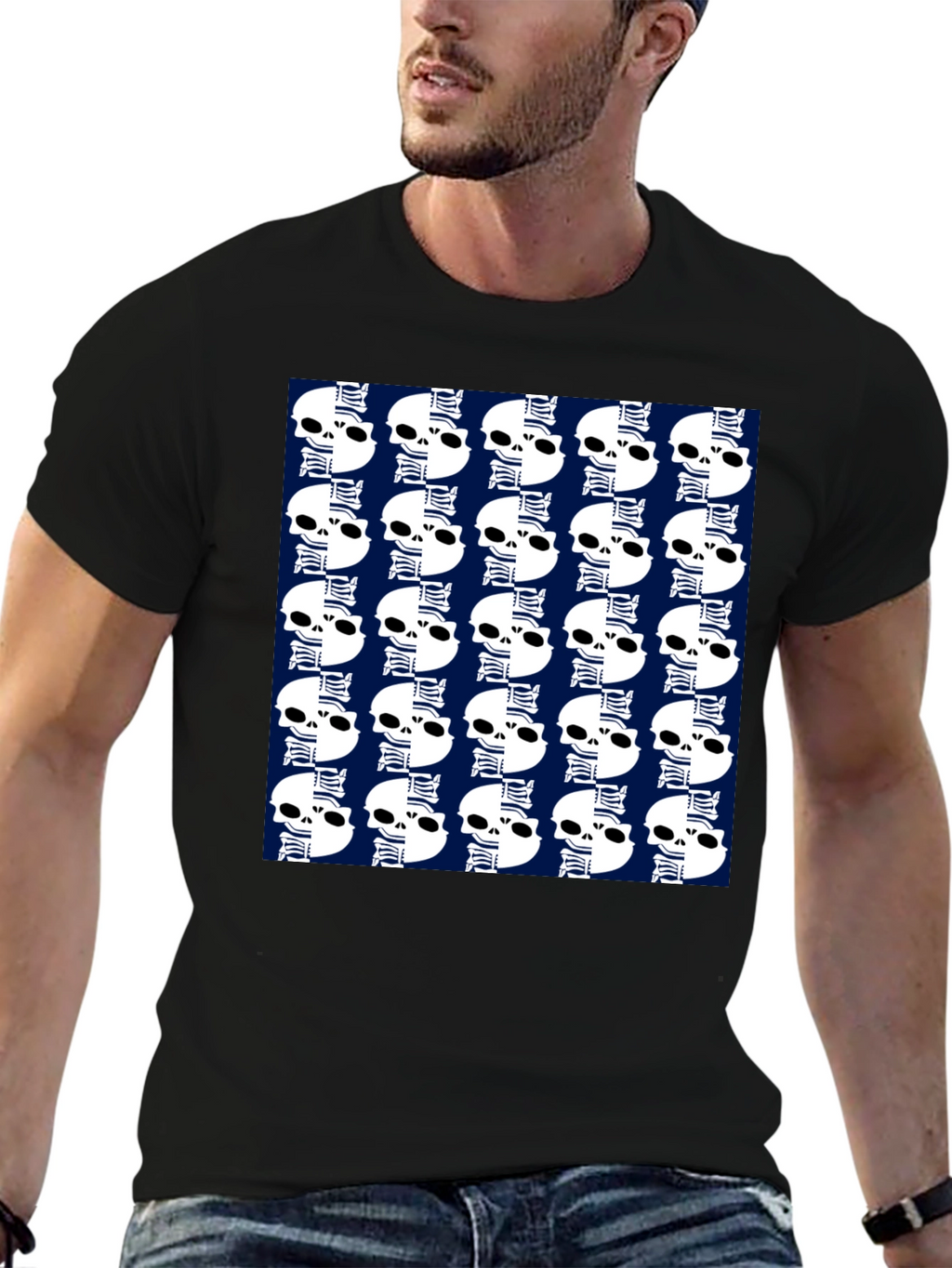 Skull Pattern Black T-Shirt