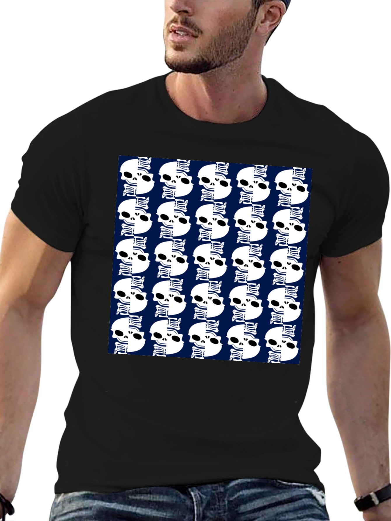 Skull Pattern Black T-Shirt