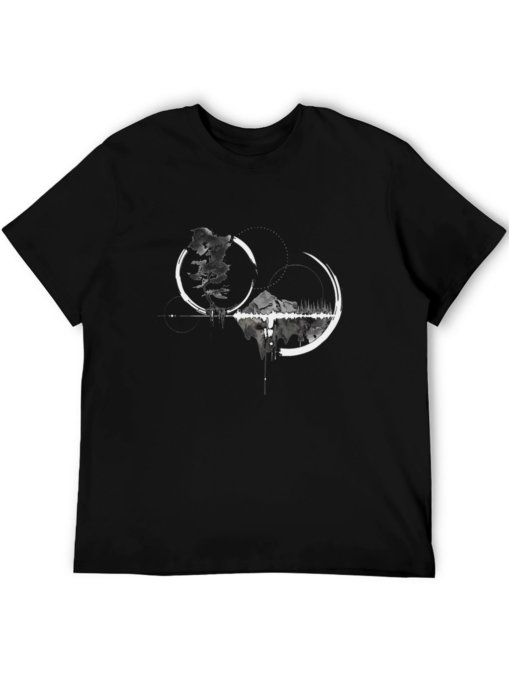 Abstract Mountain Graphic Tee - Black