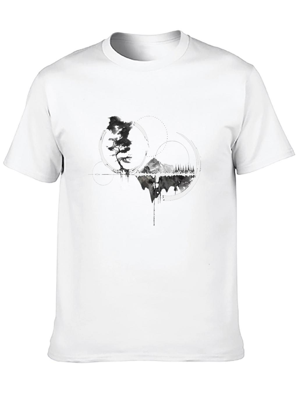Abstract Mountain Graphic Tee - Black