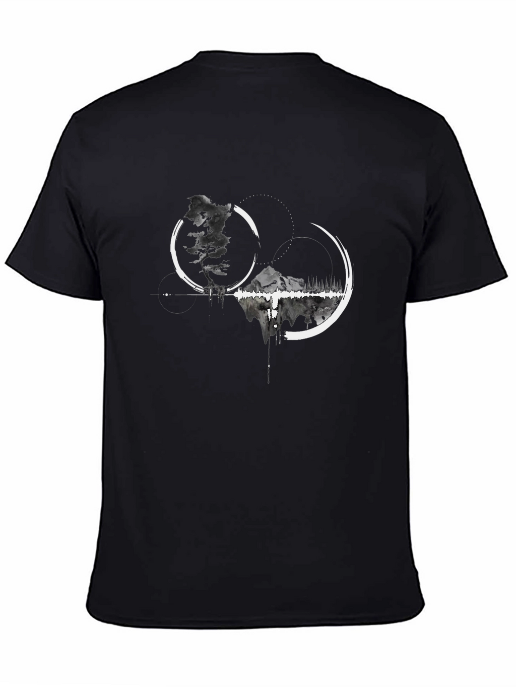 Abstract Mountain Graphic Tee - Black