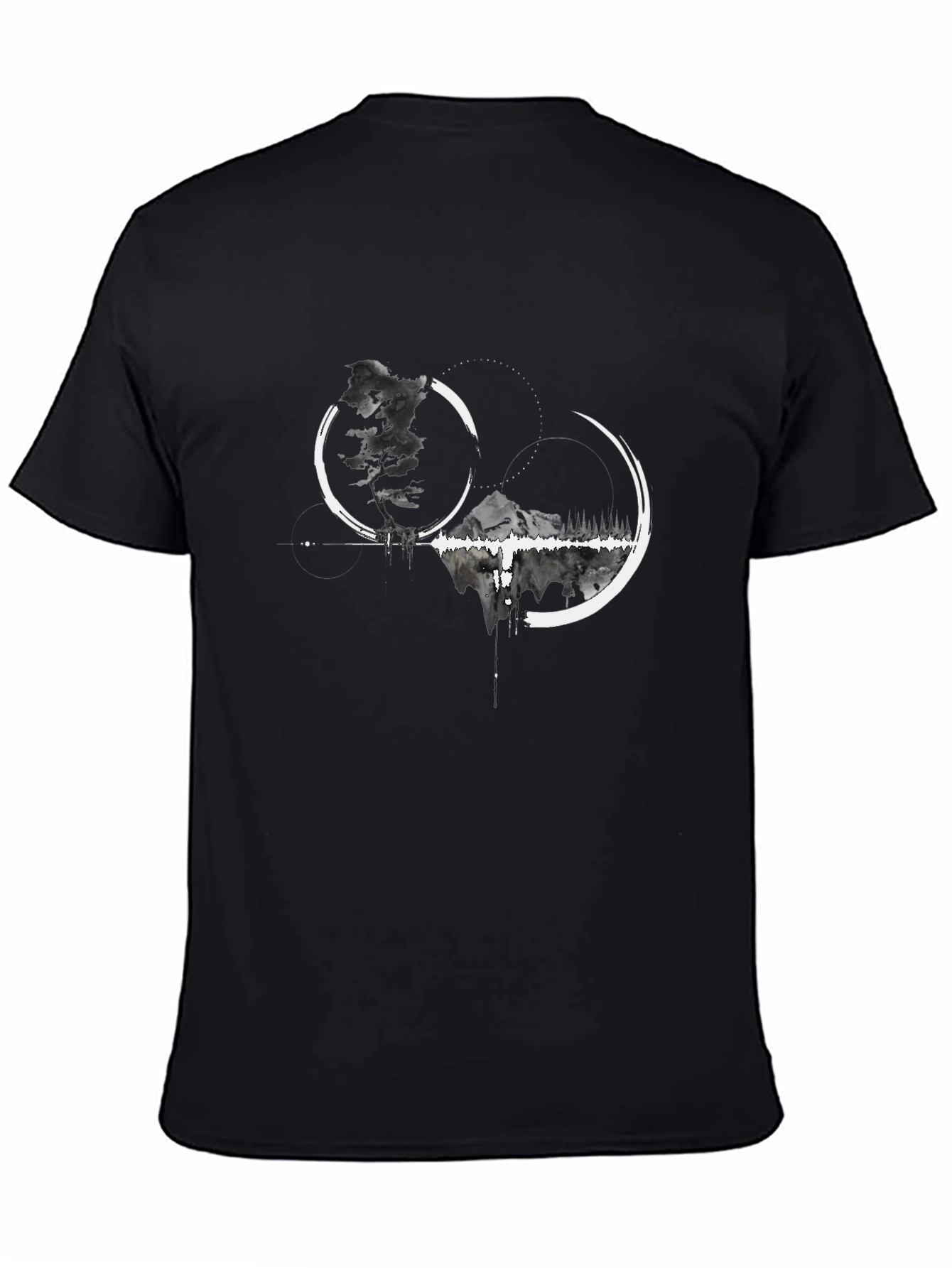 Abstract Mountain Graphic Tee - Black