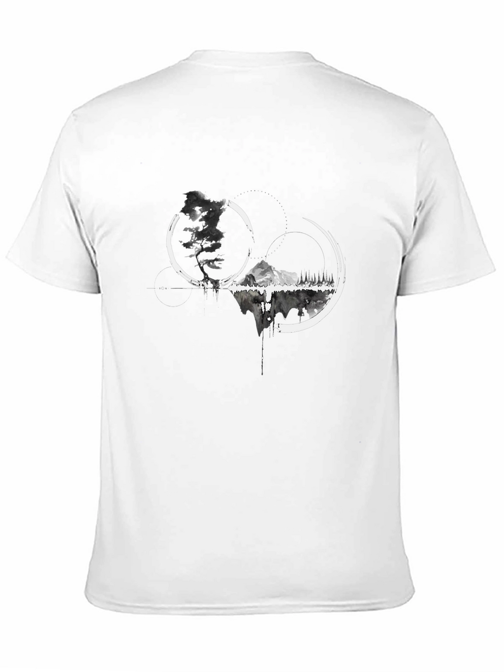 Abstract Mountain Graphic Tee - Black