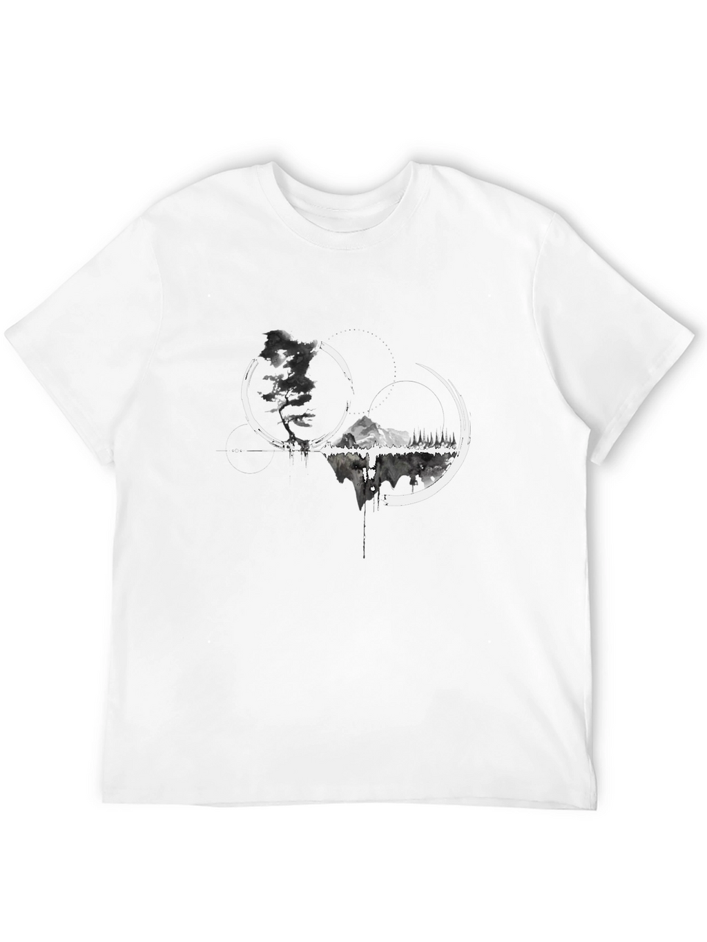 Abstract Mountain Graphic Tee - Black