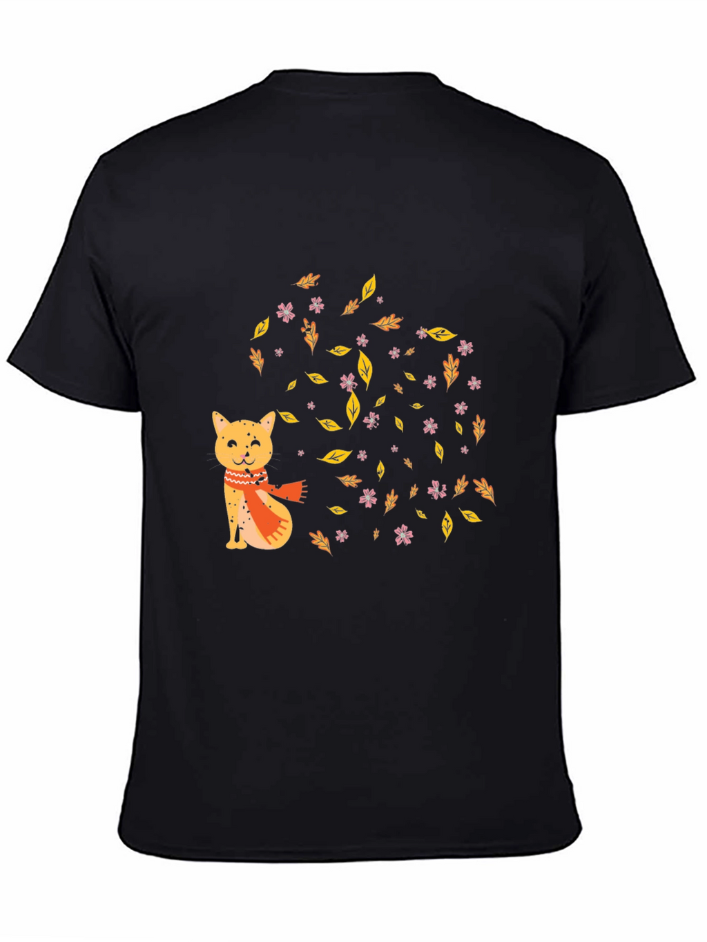 Autumn Cat Graphic Tee - Cozy Fall Vibes