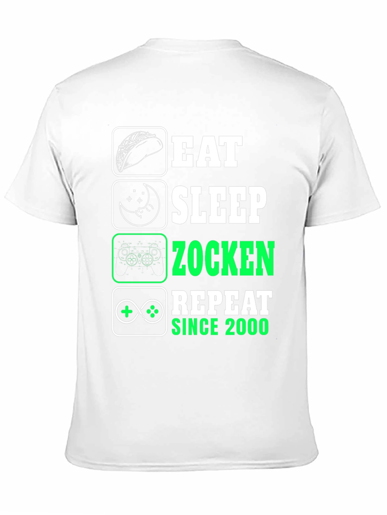 Eat Sleep Zocken Repeat Black T-Shirt - Gamer Style