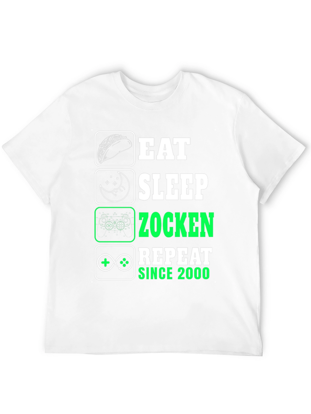 Eat Sleep Zocken Repeat Black T-Shirt - Gamer Style