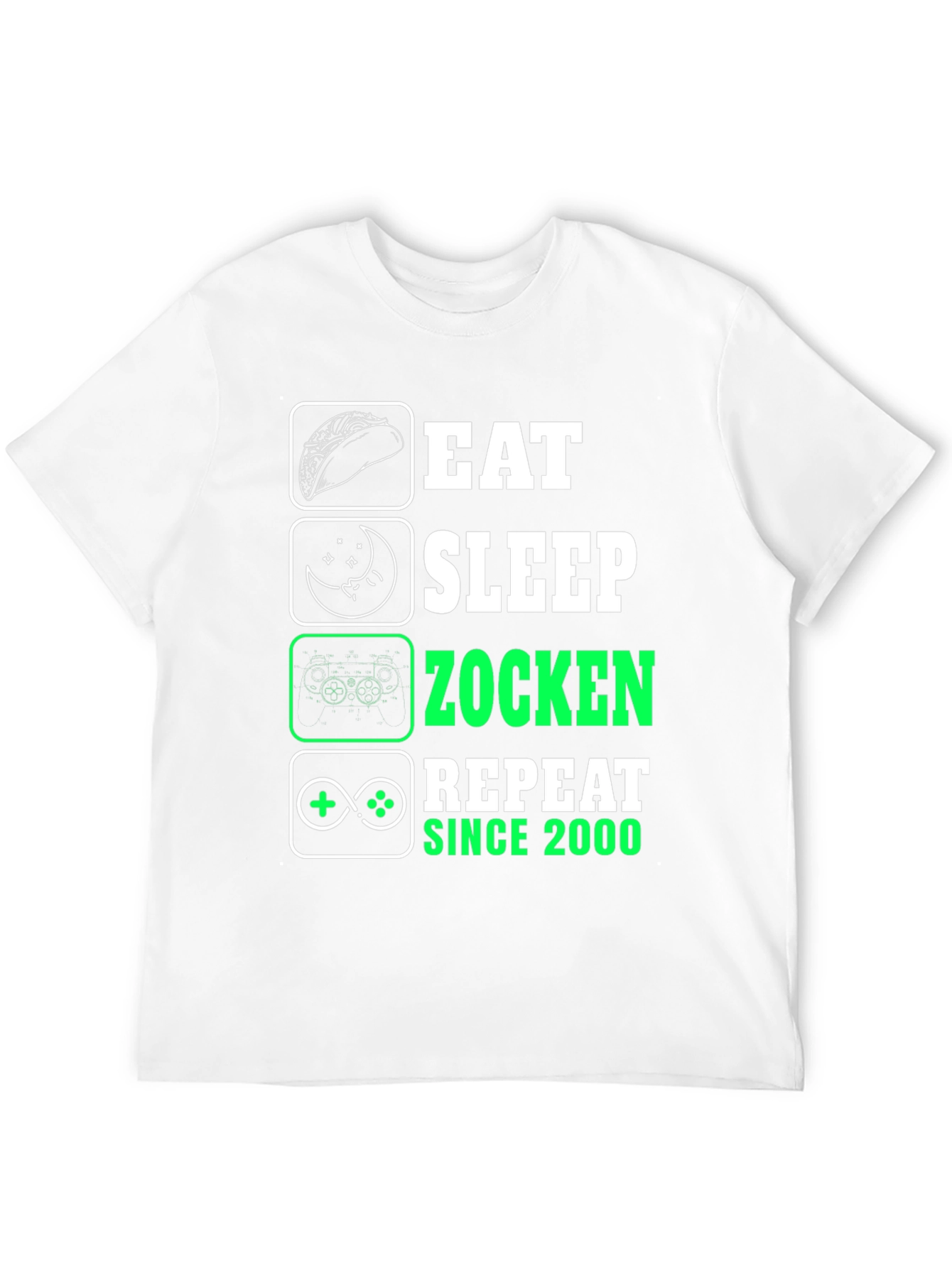 Eat Sleep Zocken Repeat Black T-Shirt - Gamer Style