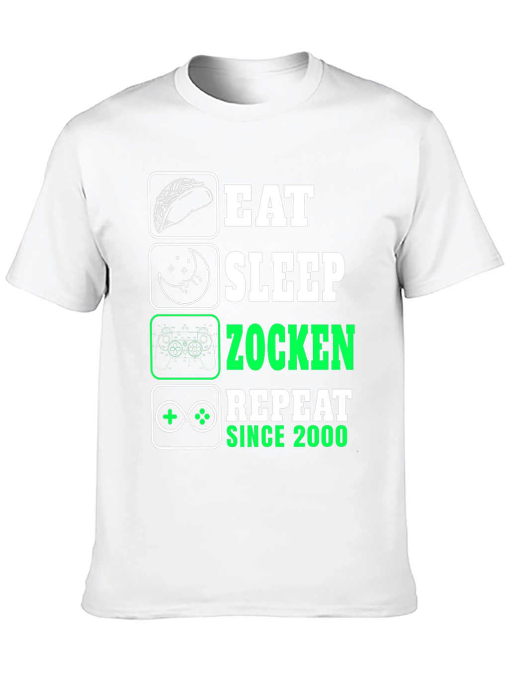 Eat Sleep Zocken Repeat Black T-Shirt - Gamer Style