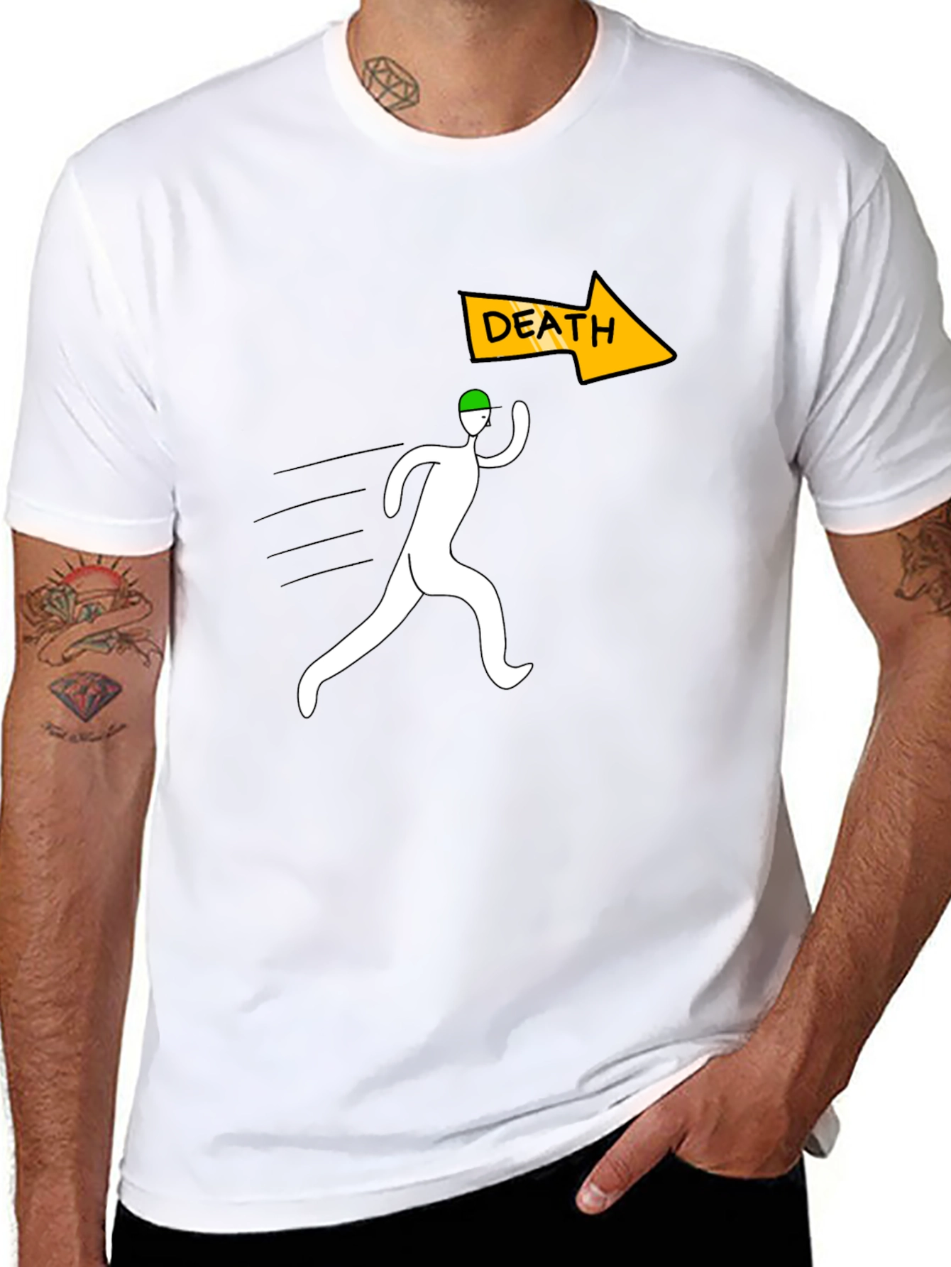 Run From Death Graphic Tee - Black Cotton T-Shirt
