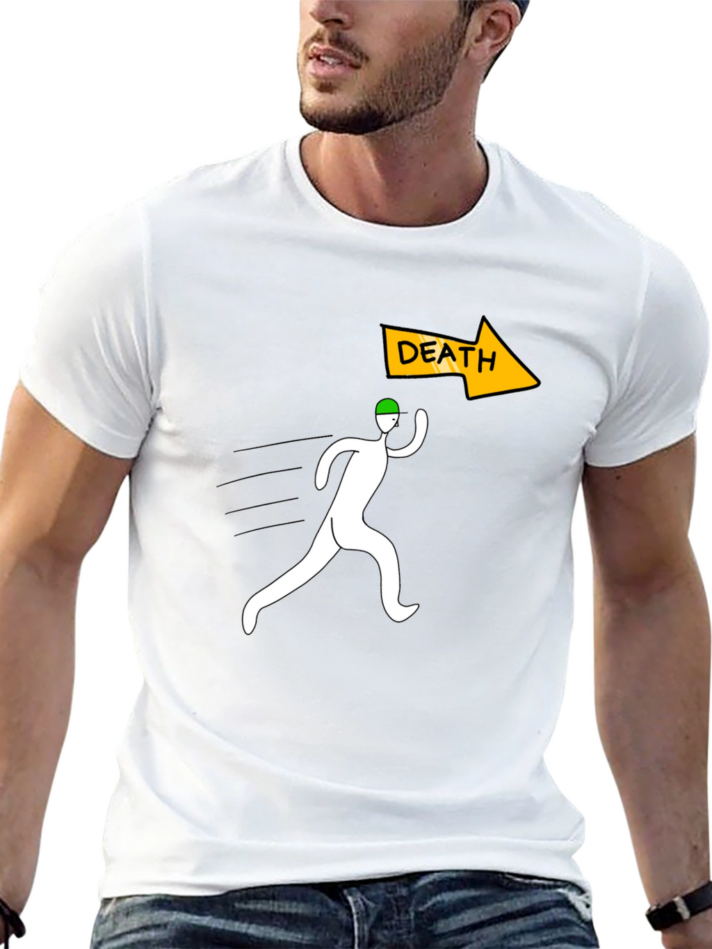 Run From Death Graphic Tee - Black Cotton T-Shirt