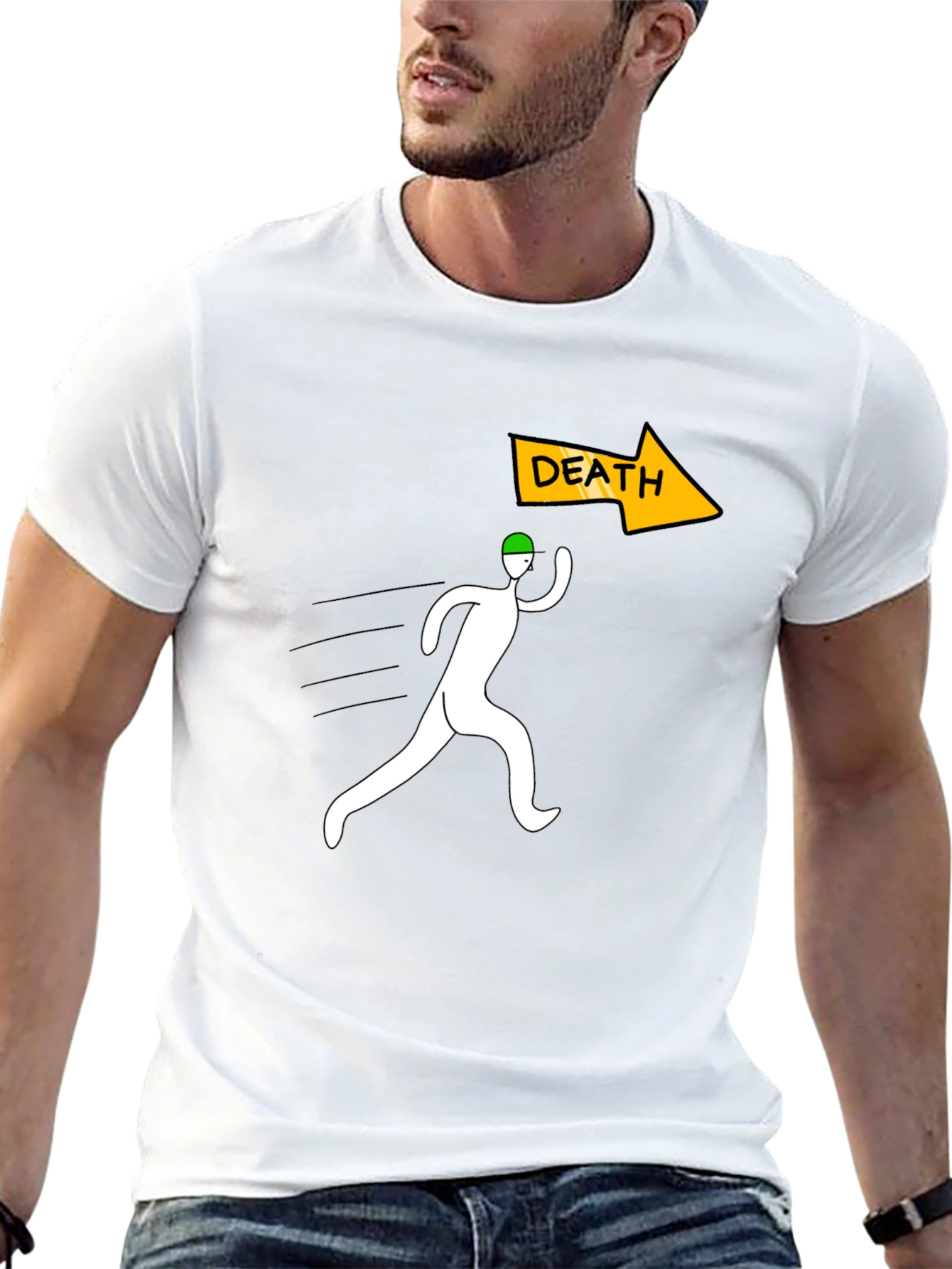 Run From Death Graphic Tee - Black Cotton T-Shirt