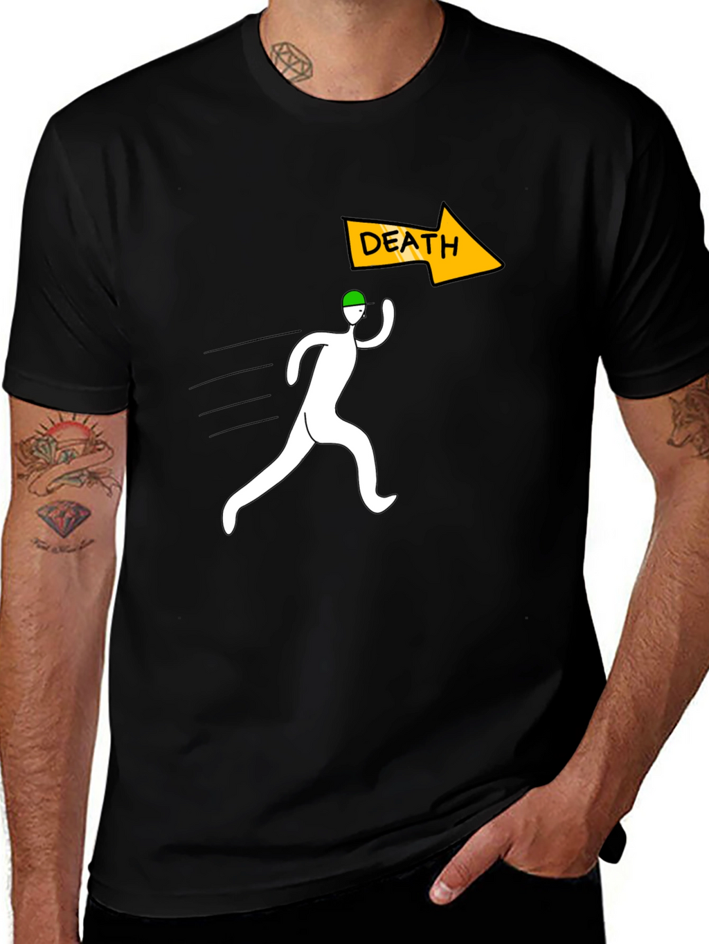 Run From Death Graphic Tee - Black Cotton T-Shirt