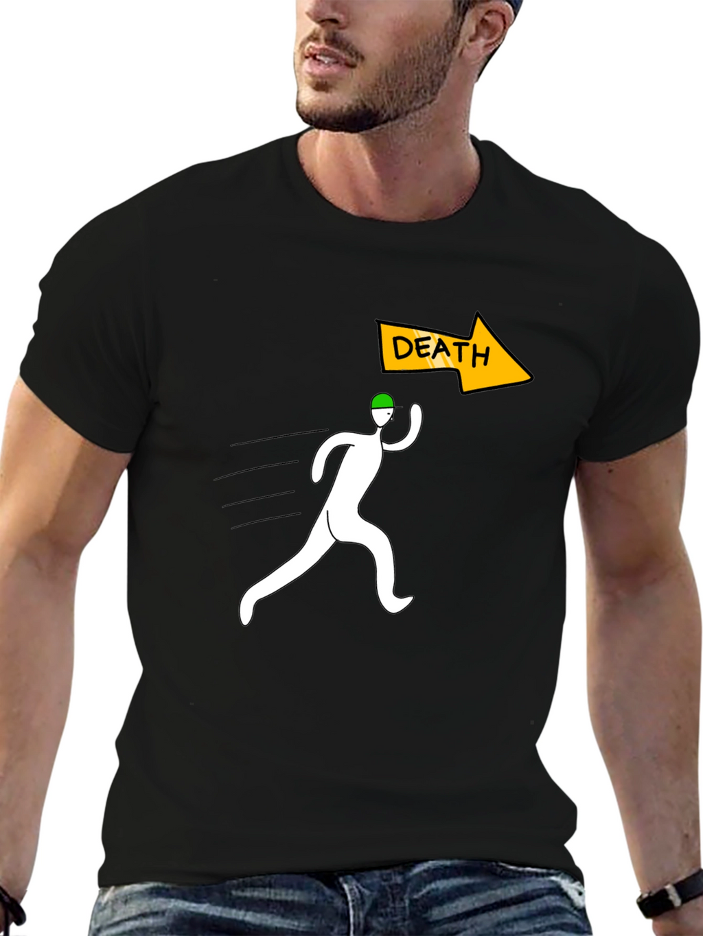 Run From Death Graphic Tee - Black Cotton T-Shirt