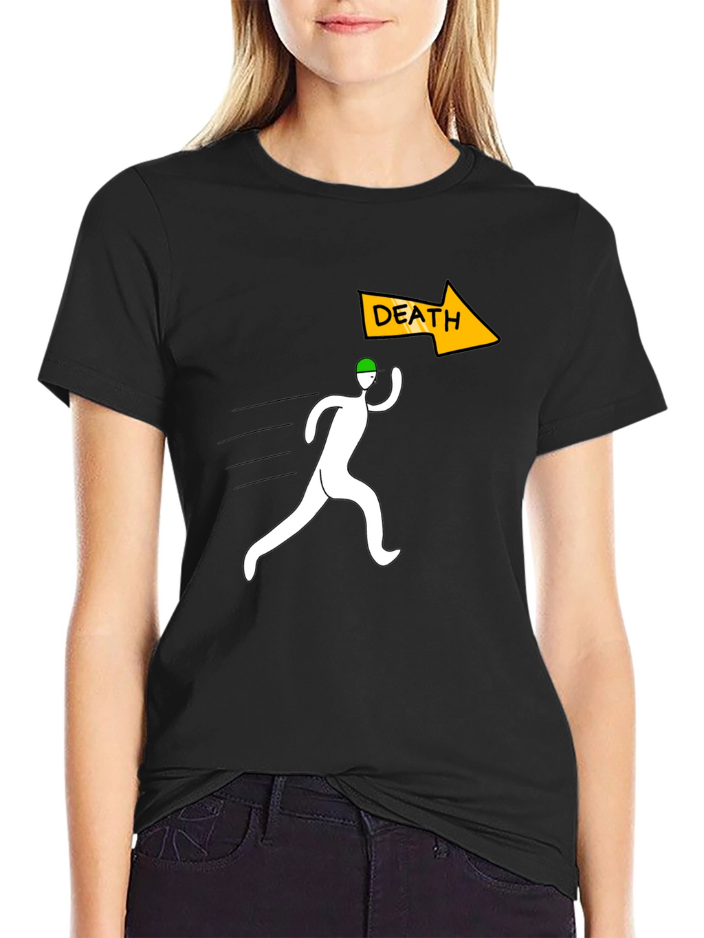 Run From Death Graphic Tee - Black Cotton T-Shirt