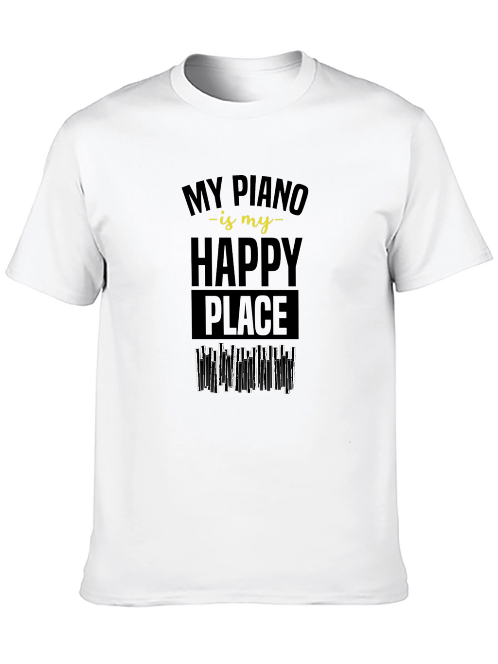Piano is My Happy Place Black T-Shirt