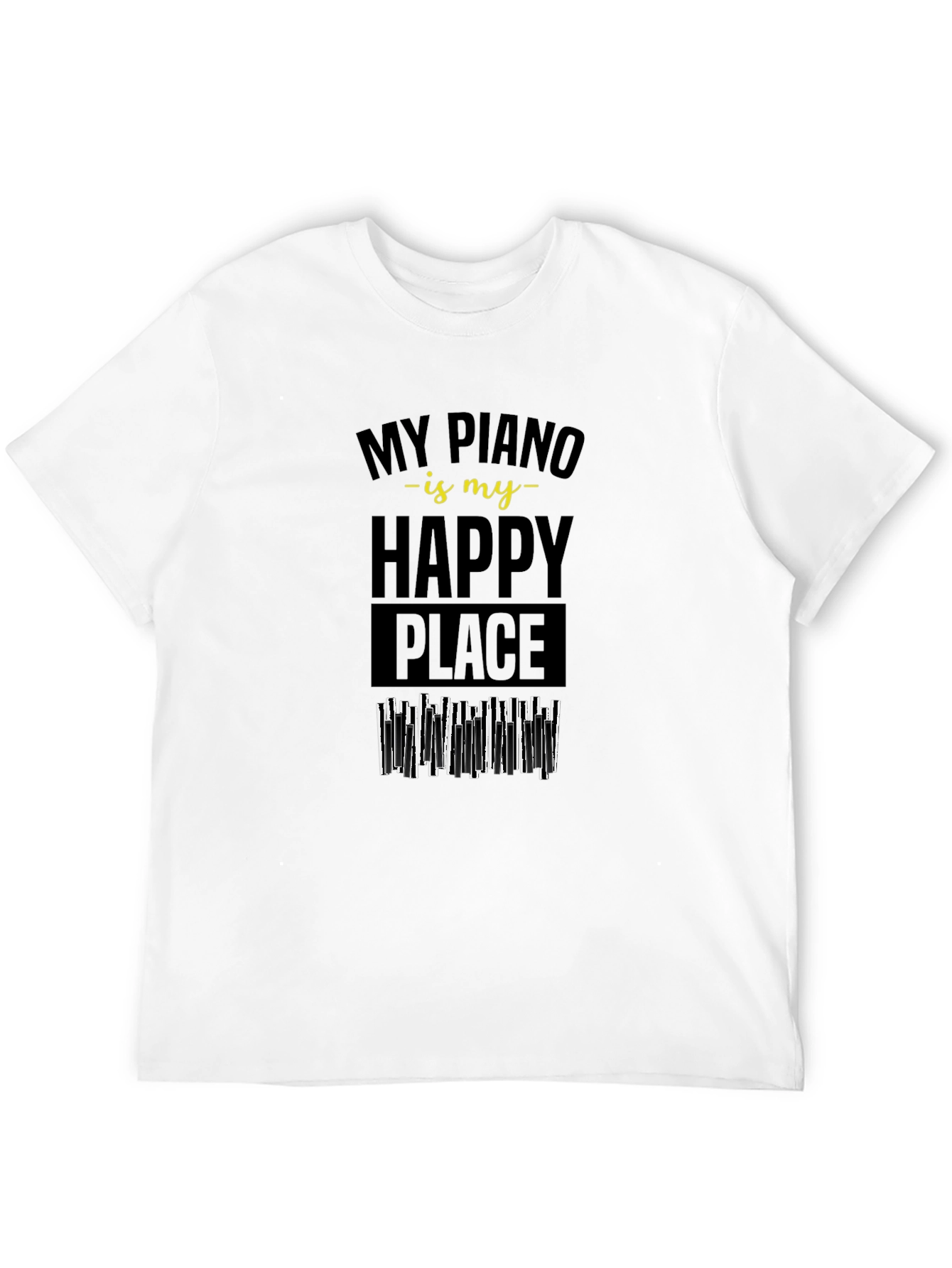 Piano is My Happy Place Black T-Shirt