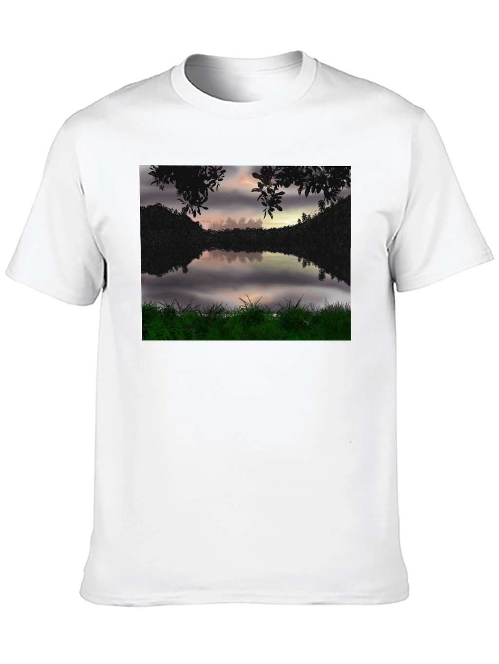 Nature Lake Scene Black T-Shirt