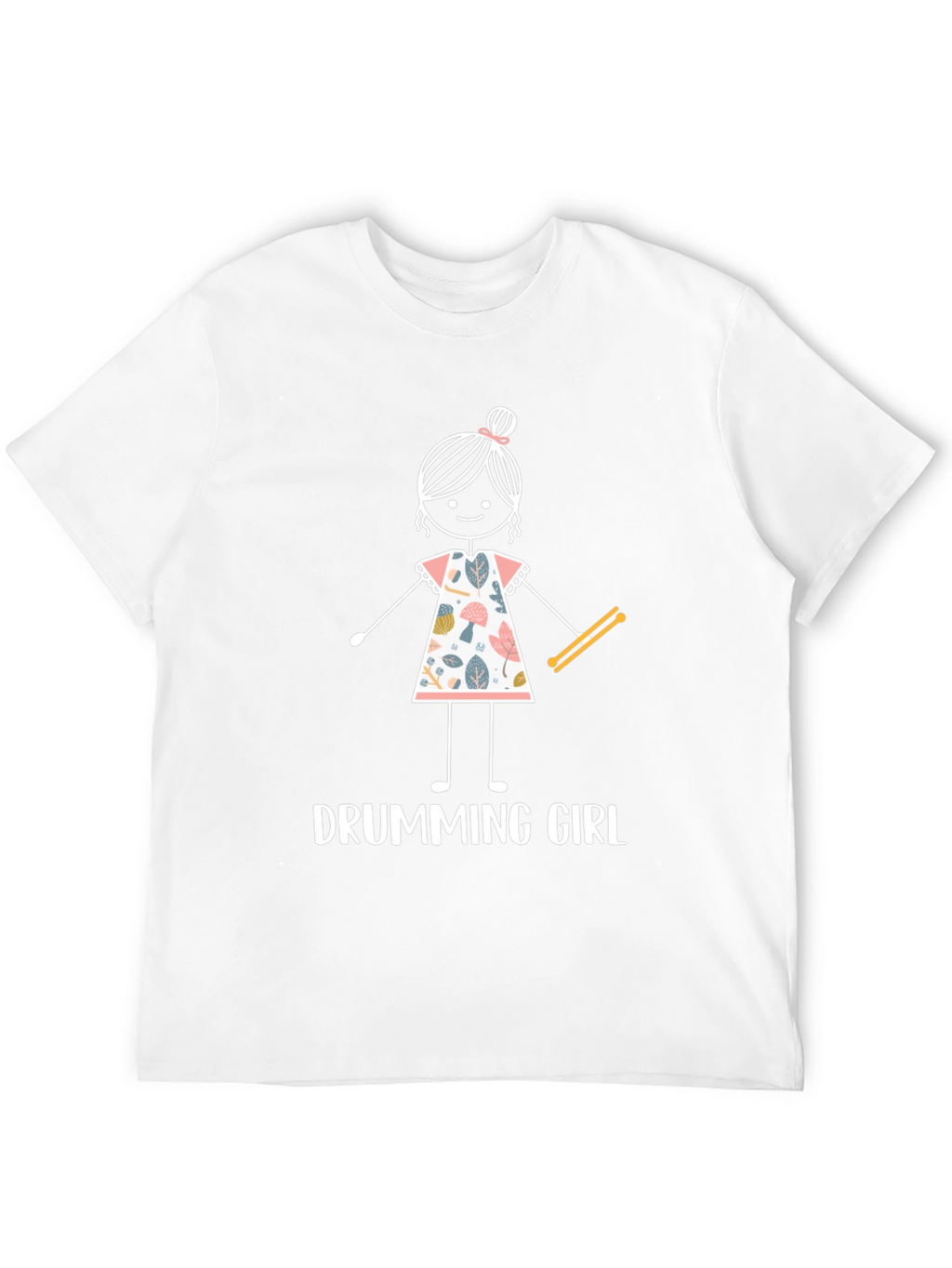 Drumming Girl Graphic T-Shirt - Black