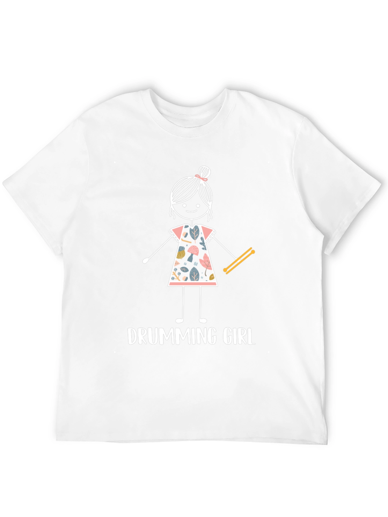 Drumming Girl Graphic T-Shirt - Black