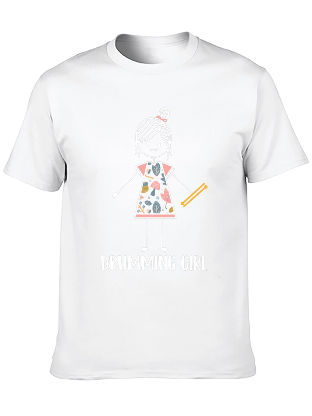 Drumming Girl Graphic T-Shirt - Black